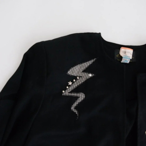 Vintage Eric Ryan Black "Stars  & Bolt" Design Open Face Blazer - Picture 10 of 13